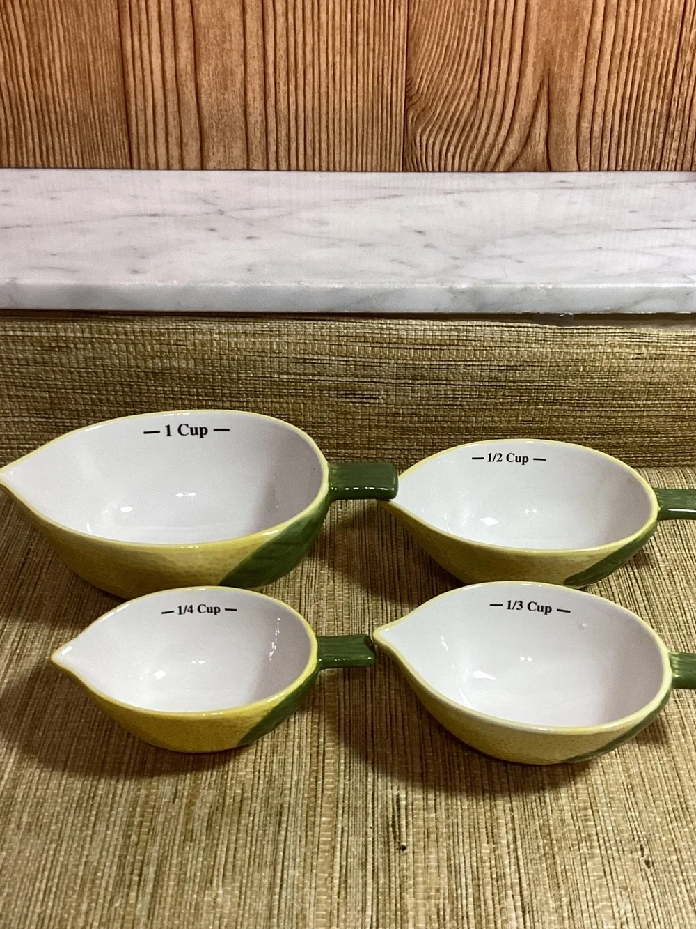 Ceramic Lemon Shaped Measuring Bowls - Yellow & White (Set of 4)